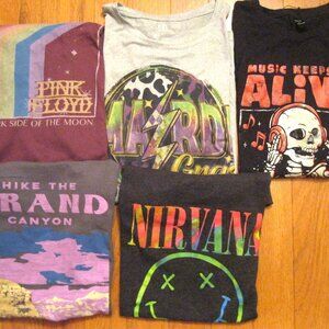 5 Rocker T Shirts Funny Ironic Graphic Humor Active T-Shirt Large Unisex